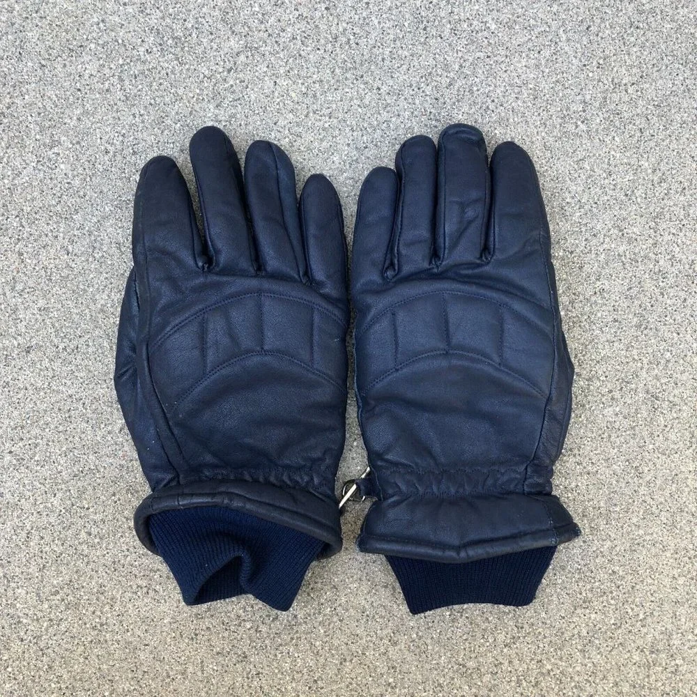 Vintage SKITIQUE Leather Ski Gloves Women's MEDIUM Blue Retro Snow Waterproof